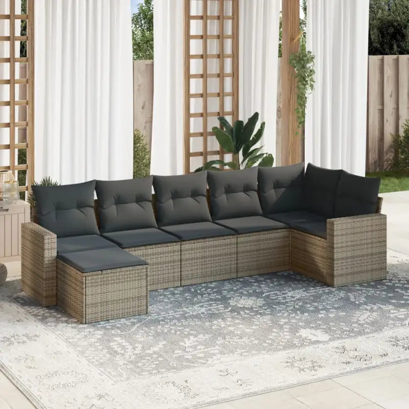 Loungebank voor tuin of terras met beige materiaal en gepoedercoat staal - Grijs / Zonder tafel - Tuinsets