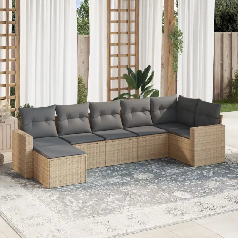 Loungebank voor tuin of terras met beige materiaal en gepoedercoat staal - Beige en grijs / Zonder tafel - Tuinsets