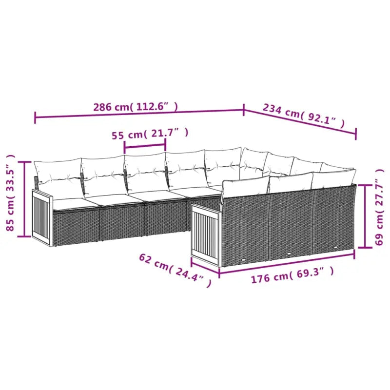 Loungebank voor tuin of terras met gepoedercoat staal en zwart materiaal - Tuinsets