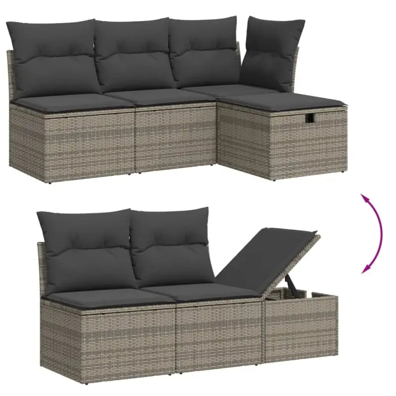 Loungebank voor tuin of terras met grijs materiaal en gepoedercoat staal - Tuinsets