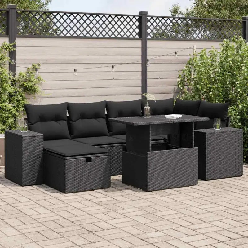 Loungebank voor tuin of terras met grijs materiaal en gepoedercoat staal - Zwart / met opbergruimte - Tuinsets