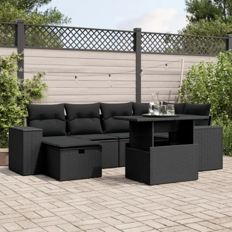 Loungebank voor tuin of terras met grijs materiaal en gepoedercoat staal - Zwart / zonder opbergruimte - Tuinsets