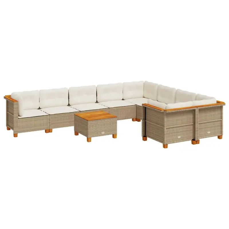 Loungebank voor tuin of terras met natuurlijke olieafwerking en beige materiaal - Tuinsets