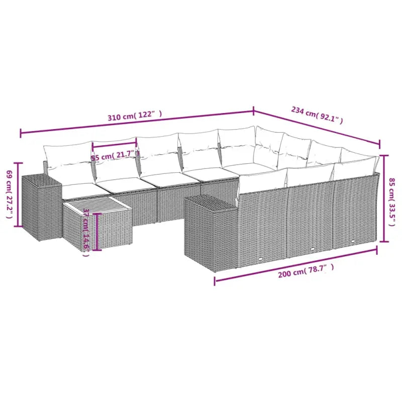 Loungebank voor tuin of terras met zwart materiaal en gepoedercoat staal - Tuinsets