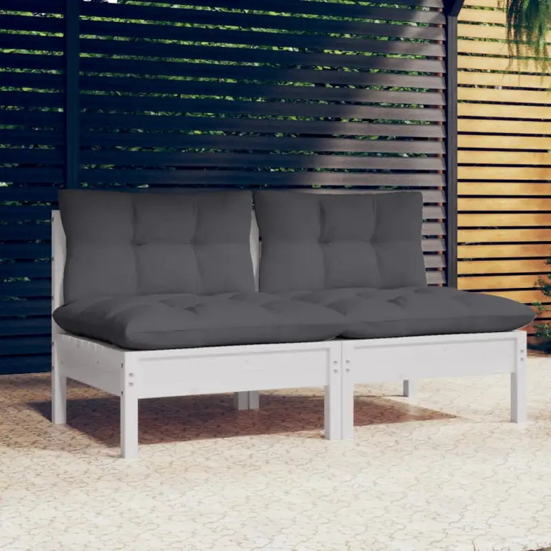 Loungebanken 2-zitsbank met massief grenenhout voor terras of tuin - Wit / 1 - Loungebanken