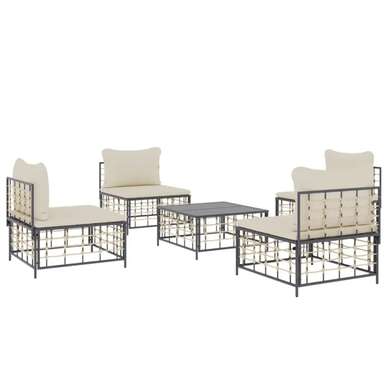 Loungebanken in antraciet poly rattan met gepoedercoat staal - Loungebanken