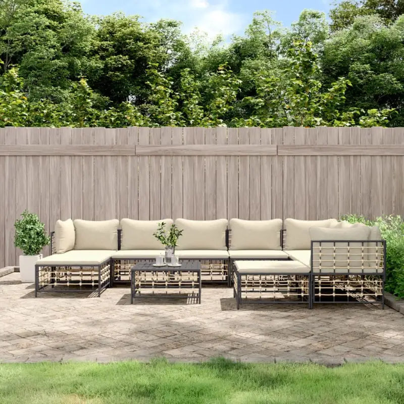 Loungebanken in poly rattan en antraciet materiaal voor buiten - 10 / Beige - Loungebanken