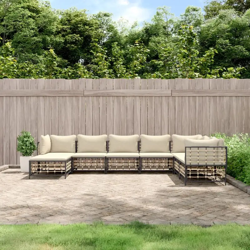 Loungebanken in poly rattan en antraciet materiaal voor buitengebruik - Loungebanken