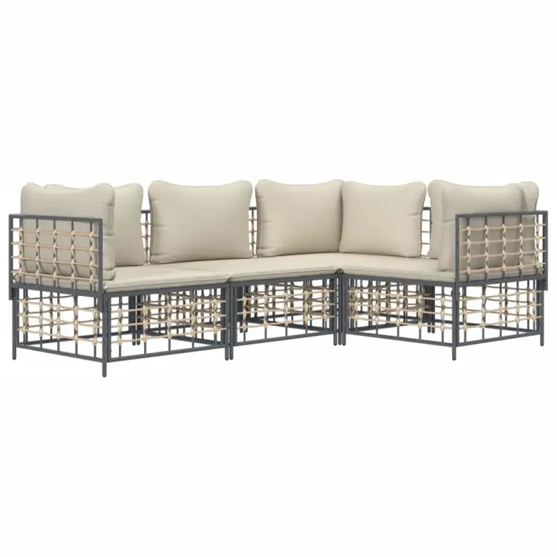 Loungebanken in poly rattan met antraciet materiaal en gepoedercoat staal - Loungebanken