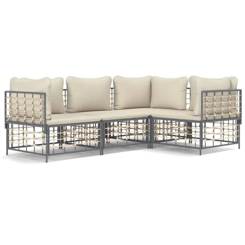 Loungebanken in poly rattan met antraciet materiaal en gepoedercoat staal - Loungebanken
