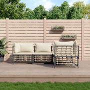 Loungebanken in poly rattan met antraciet materiaal en gepoedercoat staal - Loungebanken