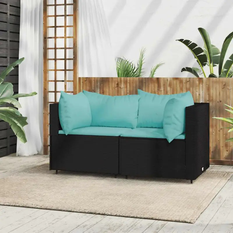 Loungebanken met poly rattan en eenvoudig schoon design - Zwart en blauw / 1 / 2x hoek - Loungebanken