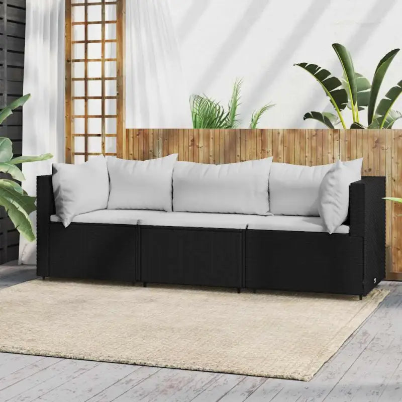 Loungebanken met poly rattan en eenvoudig schoon design - Zwart en wit / 1 / 2x hoek + midden - Loungebanken