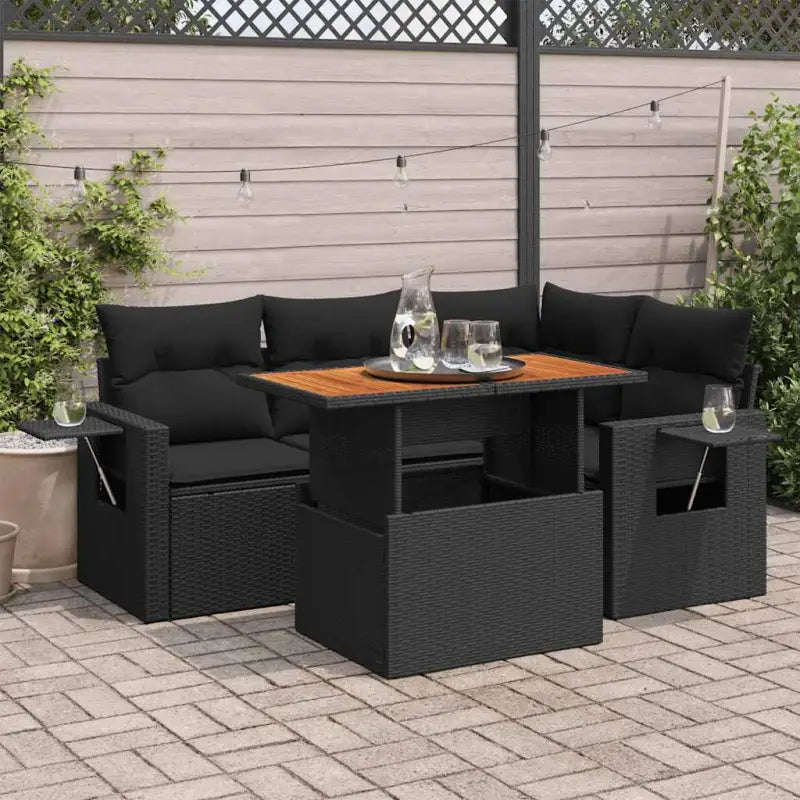 Loungebanken set in grijs materiaal van gepoedercoat staal voor tuin - Zwart / met opbergruimte - Tuinsets