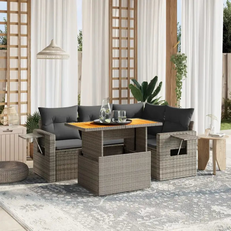 Loungebanken set in grijs materiaal van gepoedercoat staal voor tuin - Grijs / zonder opbergruimte - Tuinsets