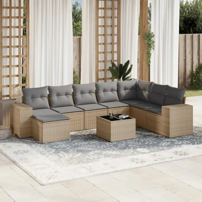 Loungebanken uit zwart materiaal en gepoedercoat staal voor je tuin - beige en lichtgrijs / Met tafel - Tuinsets