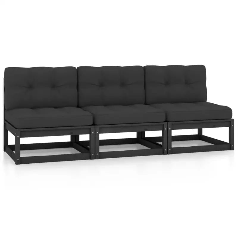 Loungebanken van massief grenenhout voor comfortabel buitengebruik - Zwart / 1 / Ja - Loungebanken