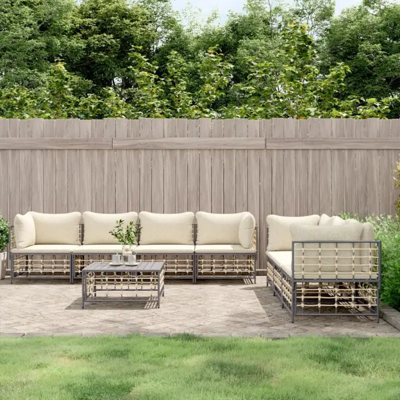 Loungebanken van poly rattan in antraciet materiaal met textileen afmetingen - Loungebanken