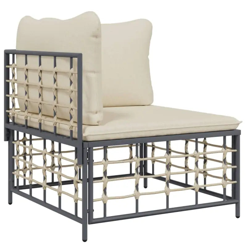 Loungebanken van poly rattan in antraciet materiaal met textileen afmetingen - Loungebanken
