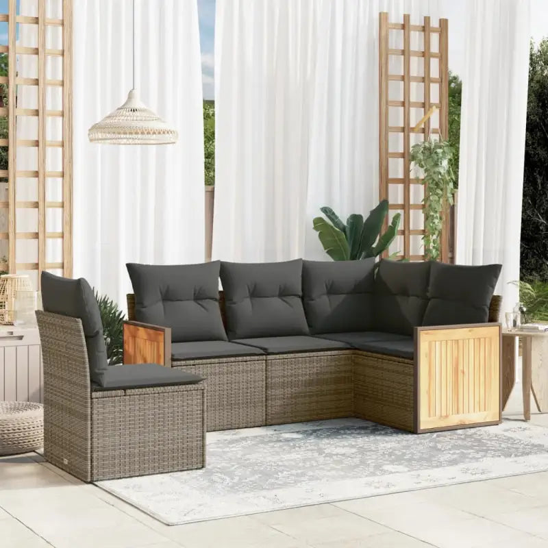 Loungebanks in beige materiaal en gepoedercoat staal met waterdichte zak - Grijs / Zonder tafel - Tuinsets