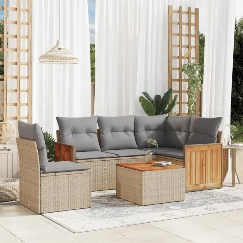 Loungebanks in beige materiaal en gepoedercoat staal met waterdichte zak - Beige en grijs / Met tafel - Tuinsets