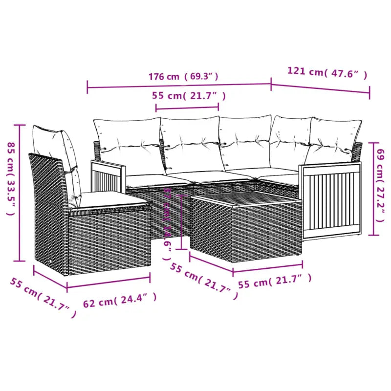 Loungebanks in beige materiaal en gepoedercoat staal met waterdichte zak - Tuinsets