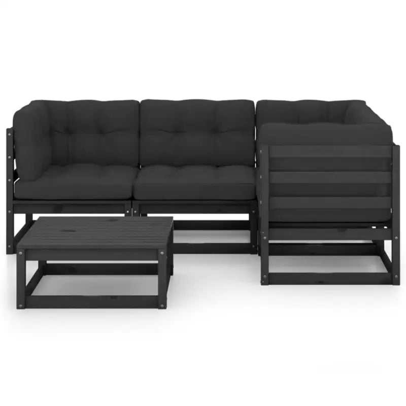 Loungebankset van massief grenenhout met rug- en zijkussen - Tuinsets