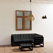 Loungebankset van massief grenenhout met rug- en zijkussen - Tuinsets