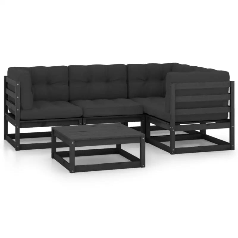 Loungebankset van massief grenenhout met rug- en zijkussen - Tuinsets