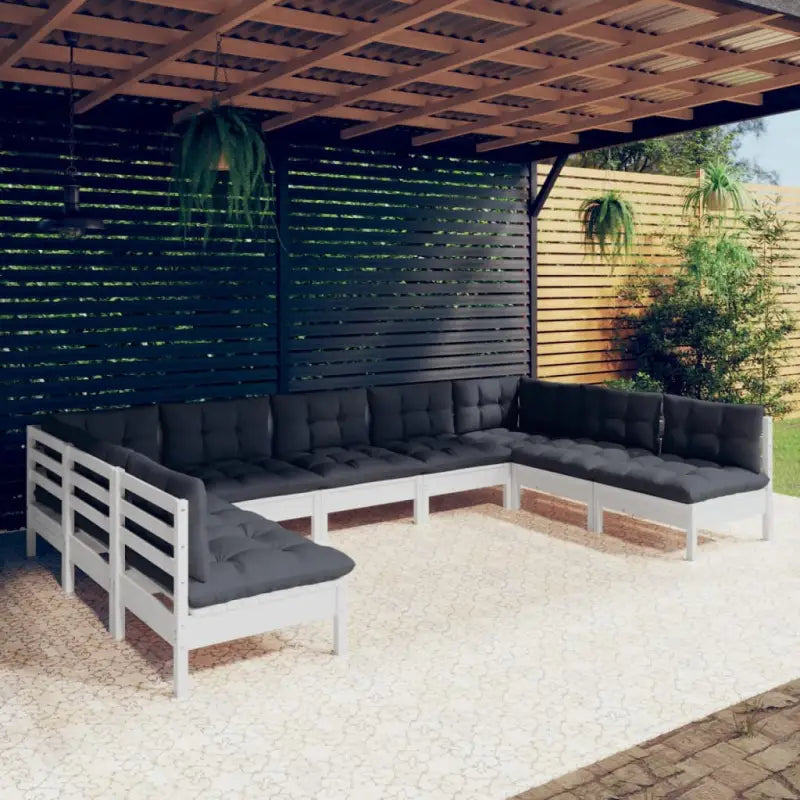 Loungebankset van massief grenenhout voor in de tuin - Wit - Tuinsets