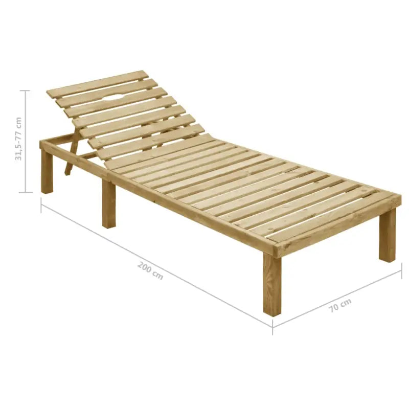 Loungebed van geïmpregneerd grenenhout met kussen voor buiten - Ligstoelen