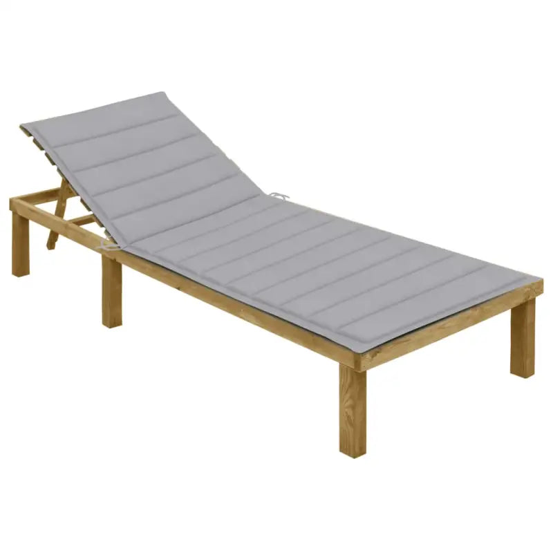 Loungebed van geïmpregneerd grenenhout met kussen voor buiten - Grijs / 1 - Ligstoelen