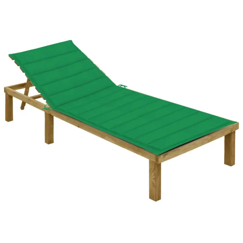 Loungebed van geïmpregneerd grenenhout met kussen voor buiten - Groen / 1 - Ligstoelen