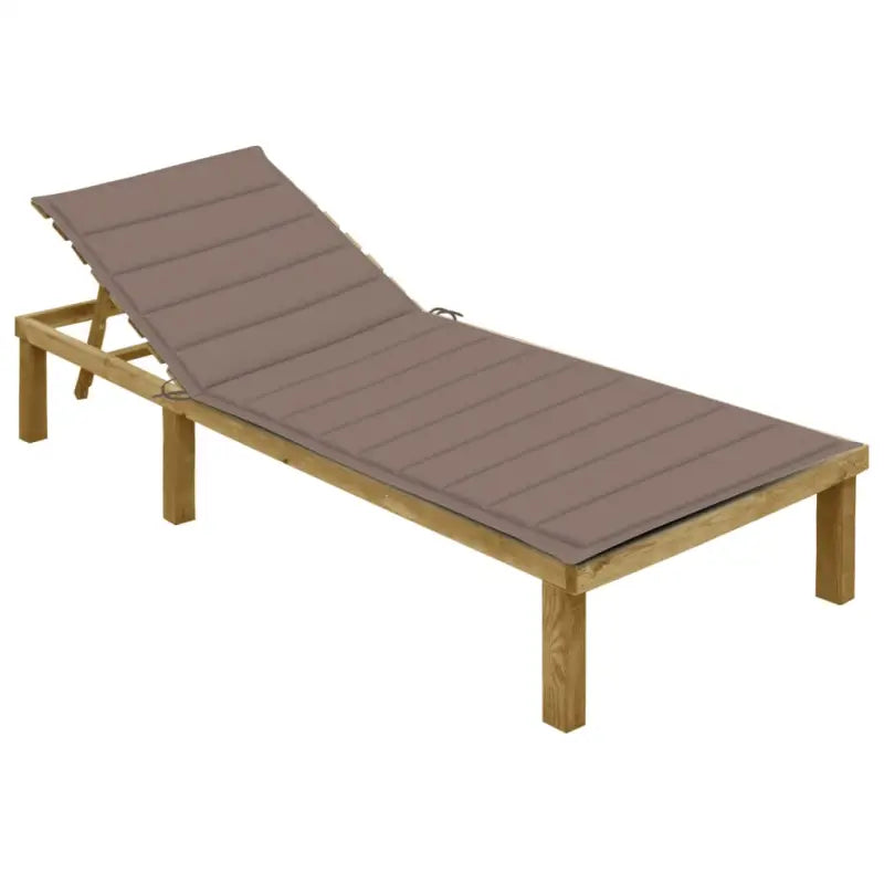 Loungebed van geïmpregneerd grenenhout met kussen voor buiten - Taupe / 1 - Ligstoelen