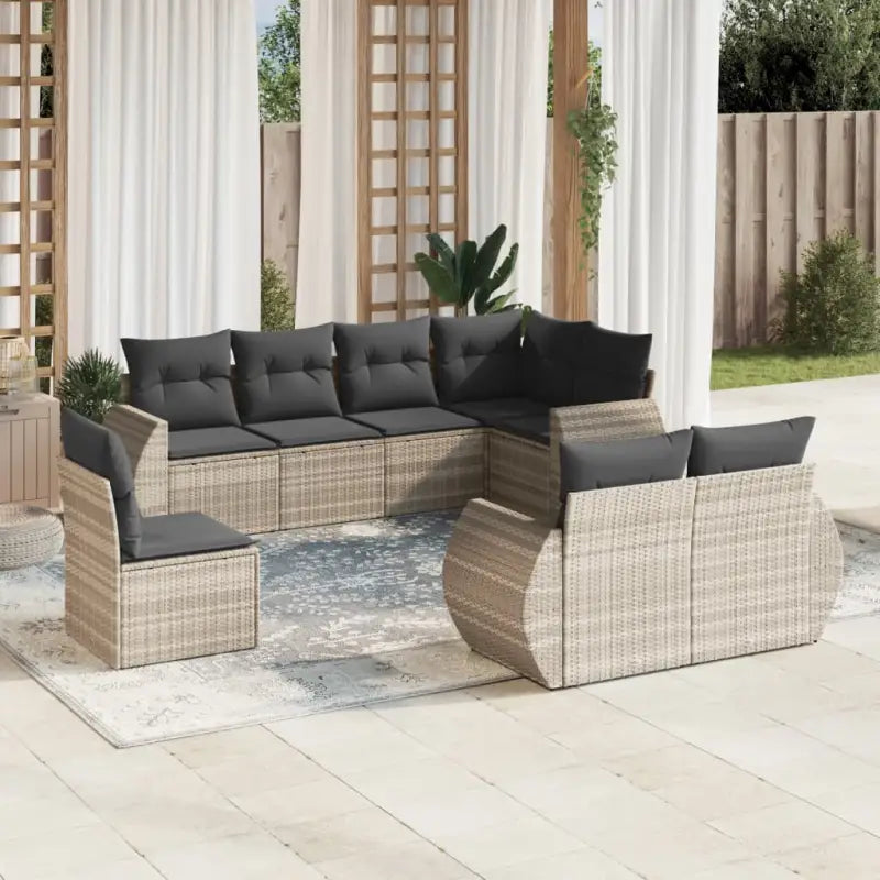 Loungeen set met waterdichte tas en gepoedercoat staal in beige - Lichtgrijs / Zonder tafel - Tuinsets