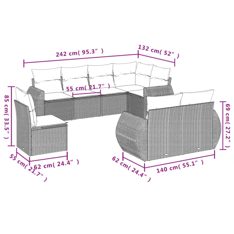 Loungeen set met waterdichte tas en gepoedercoat staal in beige - Tuinsets