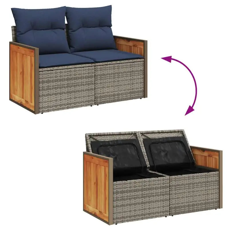 Loungeje in grijs materiaal met gepoedercoat staal en waterdichte tas - Tuinsets