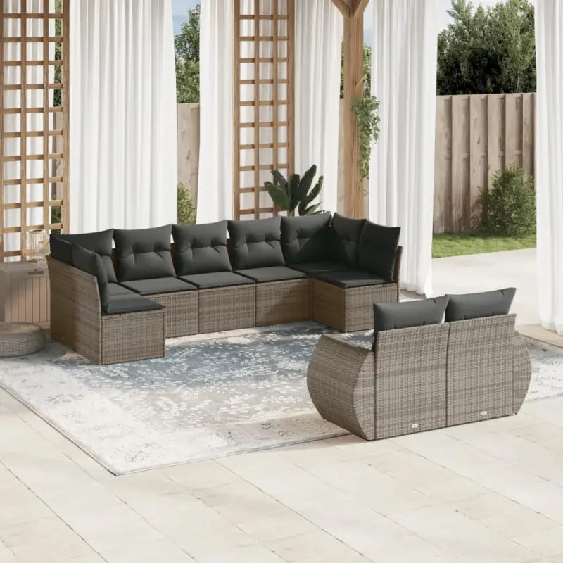 Loungeset in beige materiaal met waterdichte tas en gepoedercoat staal - grijs en donkergrijs / Zonder tafel - Tuinsets