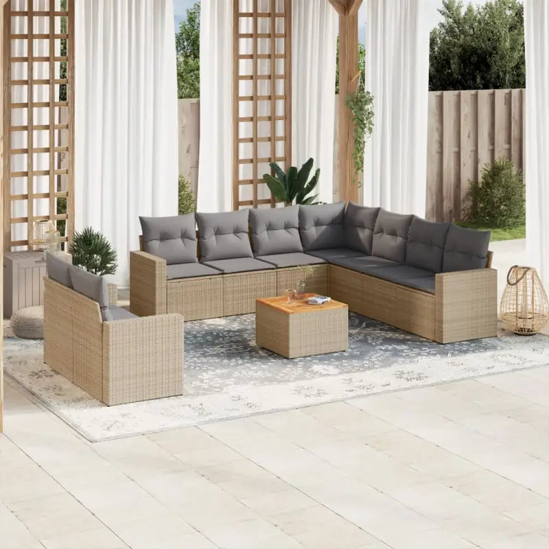 Loungeset in gemengd beige materiaal met waterdichte tas - beige mix en lichtgrijs - Tuinsets