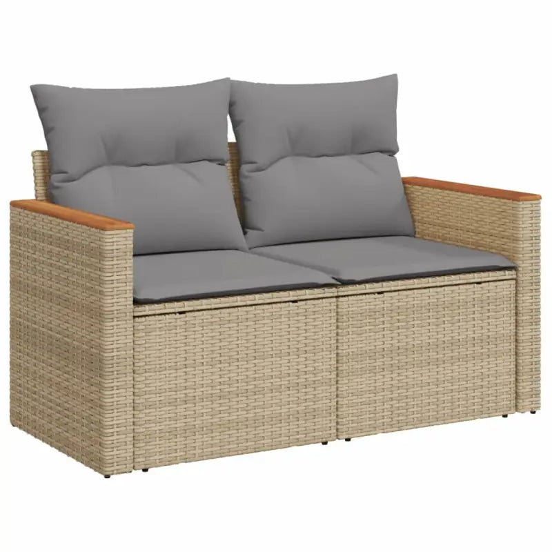 Loungeset in gemengd beige met gepoedercoat staal en afmetingen - Tuinsets