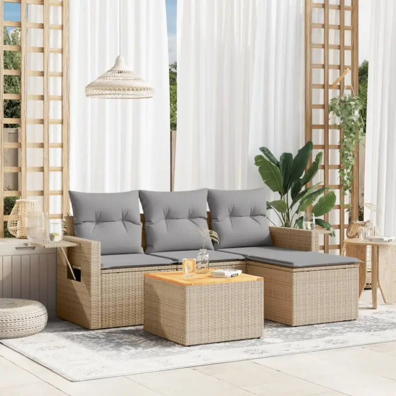 Loungeset in gemengd beige met waterdichte tas voor buitenplezier - Tuinsets