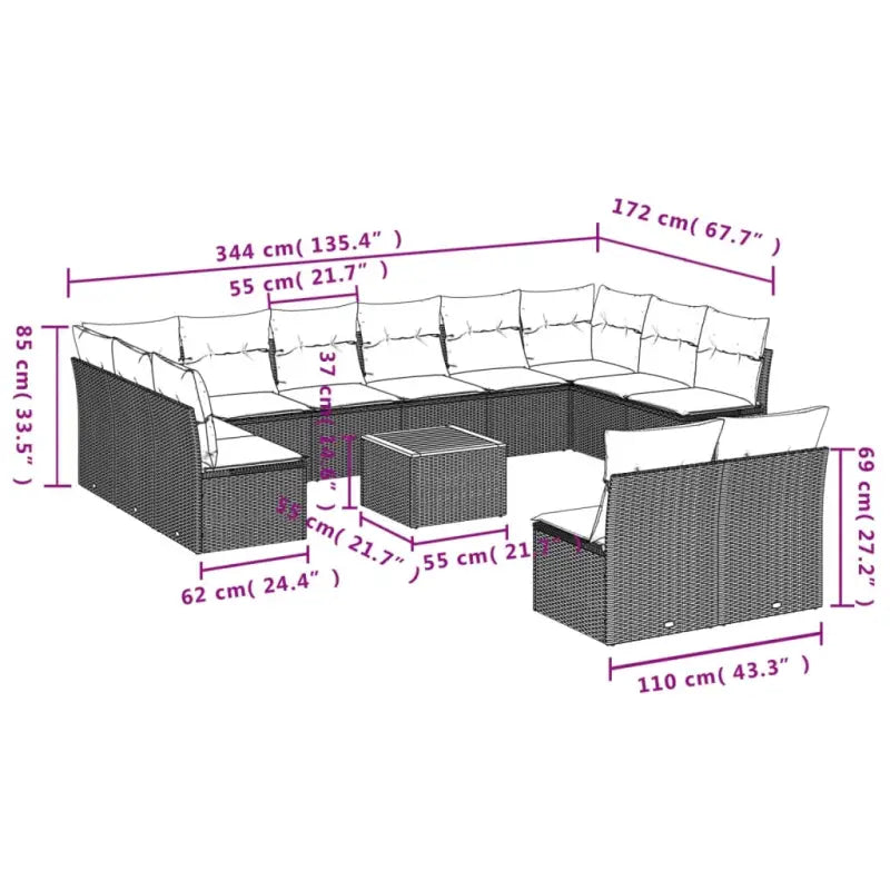 Loungeset in gemengd beige met waterdichte tas voor tuin en terras - Tuinsets