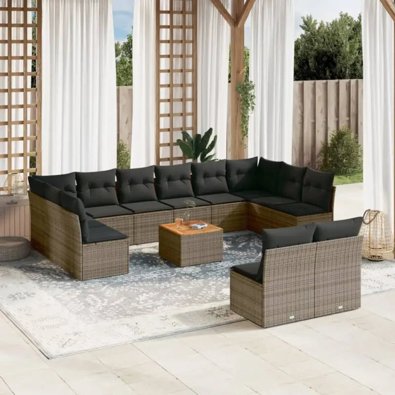Loungeset in gemengd beige met waterdichte tas voor tuin en terras - grijs en donkergrijs - Tuinsets