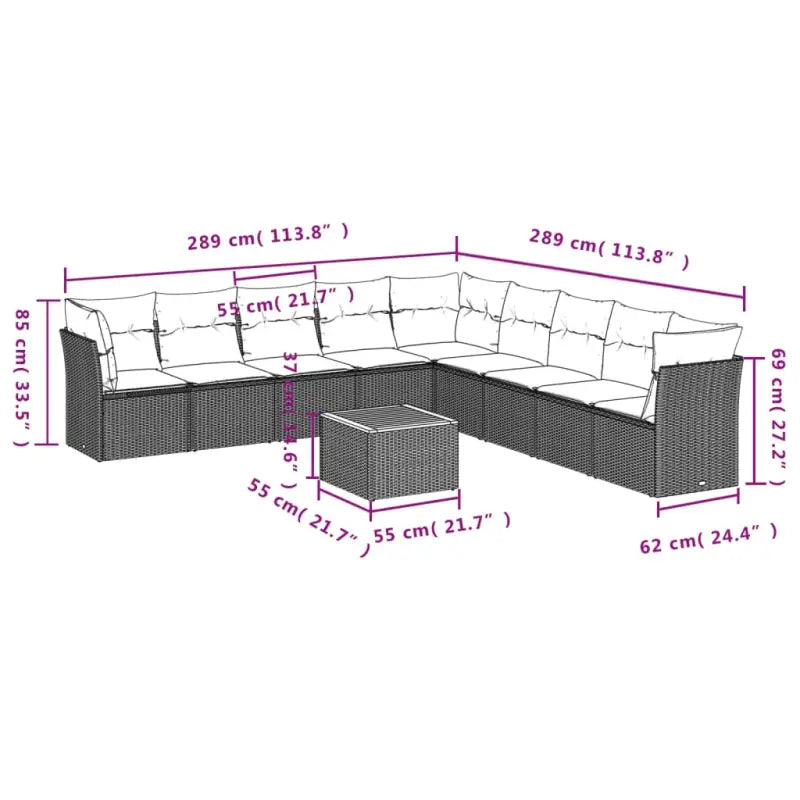Loungeset in gemengd beige met waterdichte tas voor tuin of terras - Tuinsets