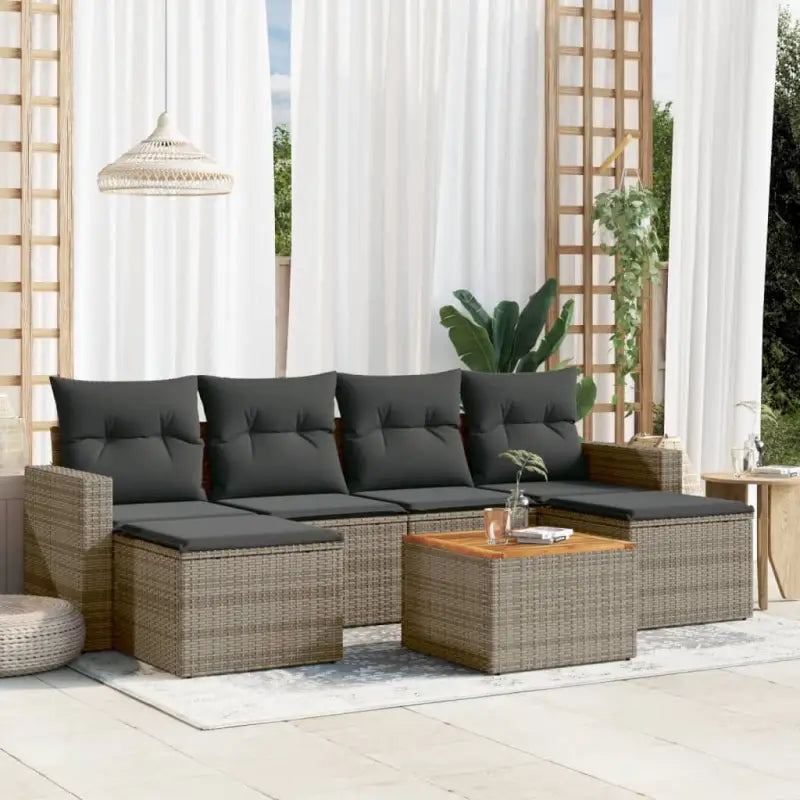 Loungeset in gemengd beige voor buiten genieten - grijs en donkergrijs - Tuinsets
