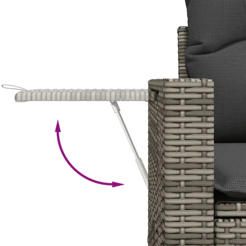 Loungeset in grijs materiaal met gepoedercoat staal en afmetingen - Tuinsets