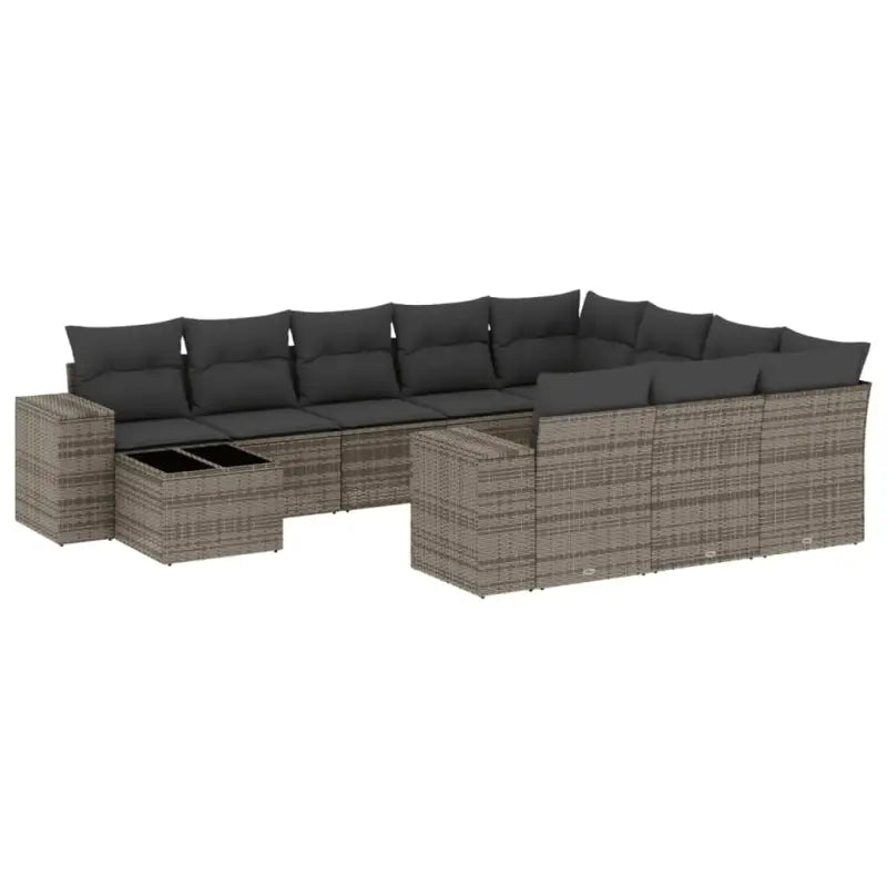 Loungeset in grijs materiaal met gepoedercoat staal en afmetingen - Tuinsets