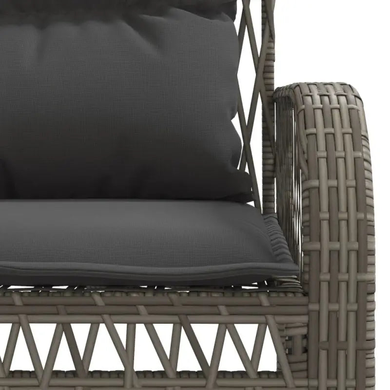 Loungeset in grijs materiaal met gepoedercoat staal en afmetingen - Tuinsets
