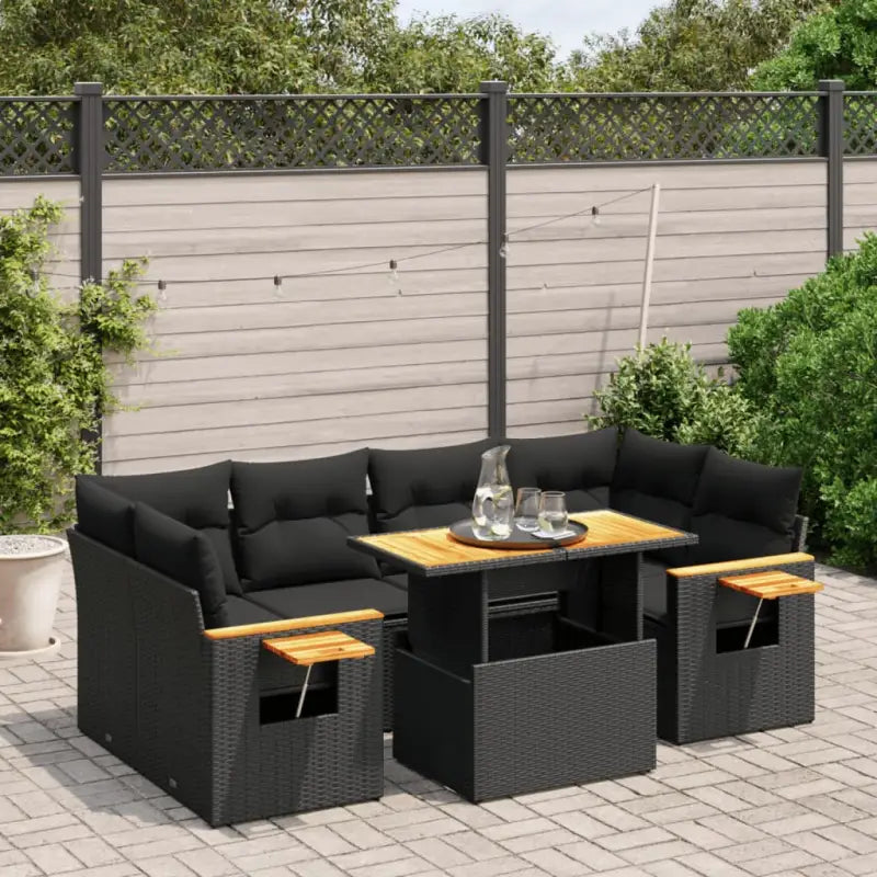 Loungeset in grijs materiaal met gepoedercoat staal en comfortabele afmetingen - Zwart / zonder opbergruimte - Tuinsets