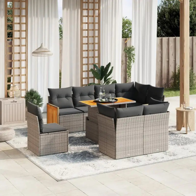 Loungeset in grijs materiaal met gepoedercoat staal en comfortabele afmetingen - Tuinsets